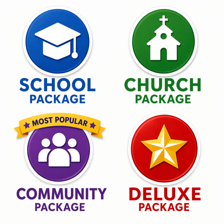 Sky Heights Organization Packages — School, Church, Community, Deluxe