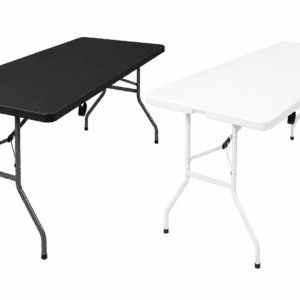 Black and white folding tables for rental